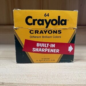 Vintage Binney & Smith Crayola 64 Crayons Built-In Sharpener Retired Colors READ